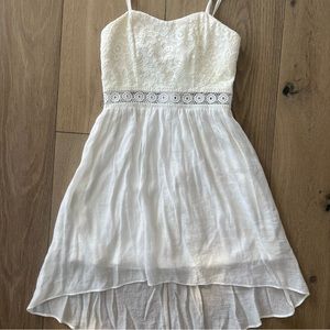 White Crochet Trim Dress , Size 7